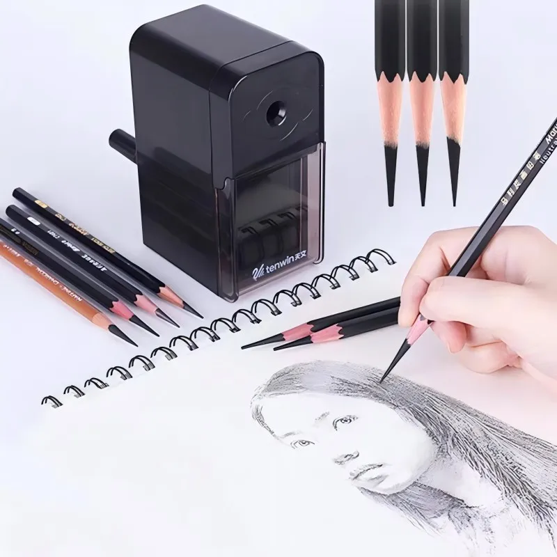 Tenwin Hand Crank Pencil Sharpener Mechanical pencil Sharpener Art Student Hand-cranked Plastic Pencil Sharpener Stationery