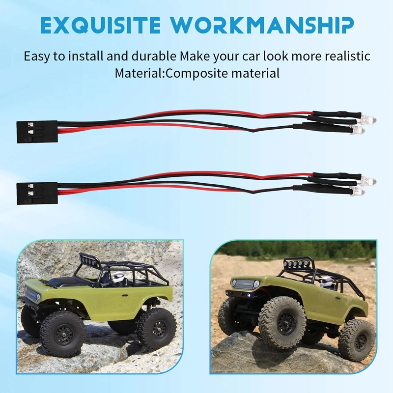 2Pcs 2 LED Lights Headlights for 1/24 RC Crawler Car SCX24 90081 AXI00001 AXI00002 Upgrade Parts [bjve-Toy]