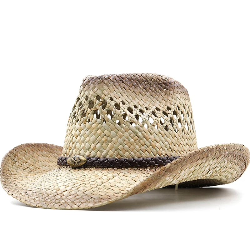 

Summer Raffia Hats Men and Women Straw Woven Sunscreen Straw Hat Hollow and Breathable Big-edge Beach Caps Outing Sun Cap