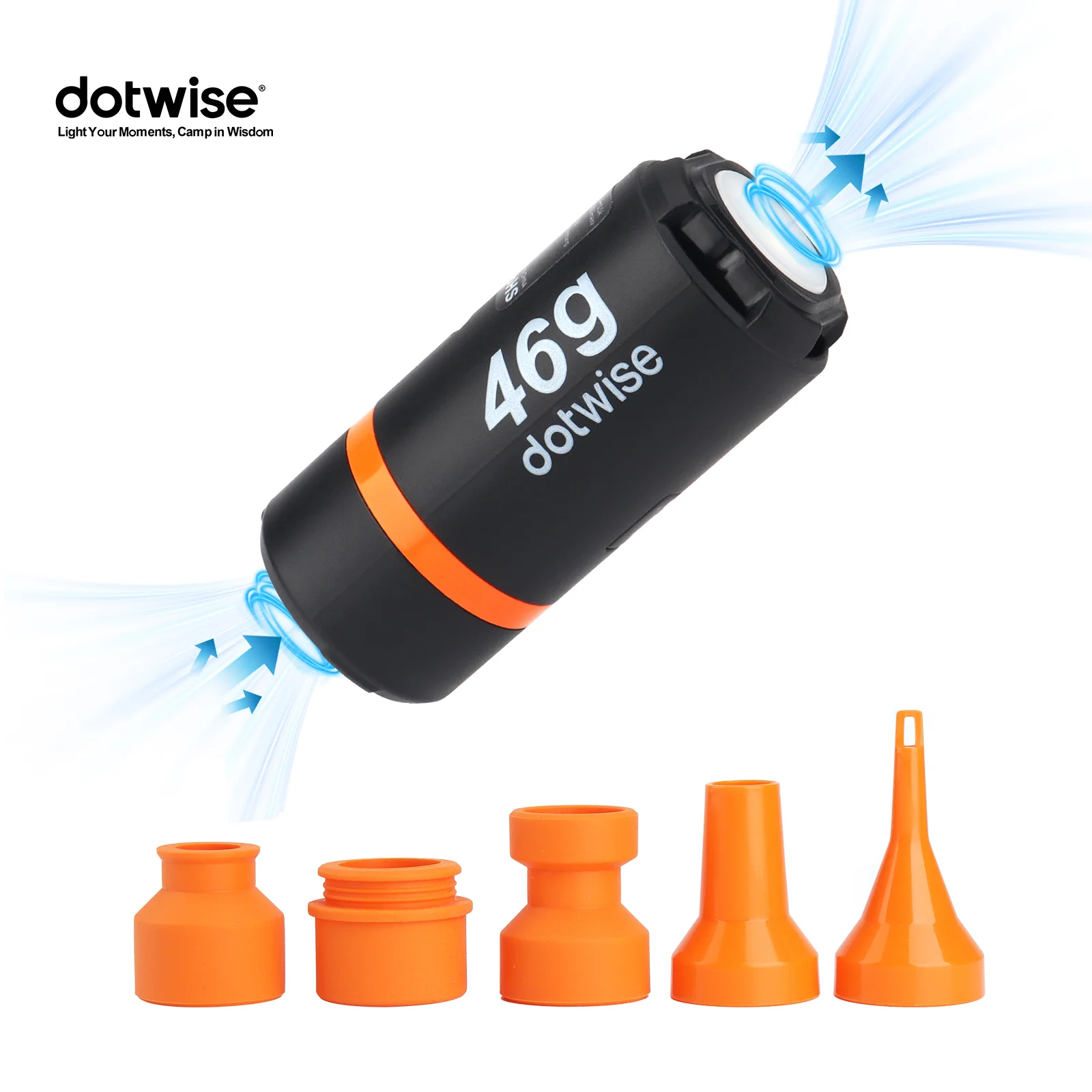 Bomba de aire para acampar Dotwise, inflador eléctrico portátil para colchonetas para dormir, bomba de aire, bomba ligera inflable, bomba de dedo para senderismo