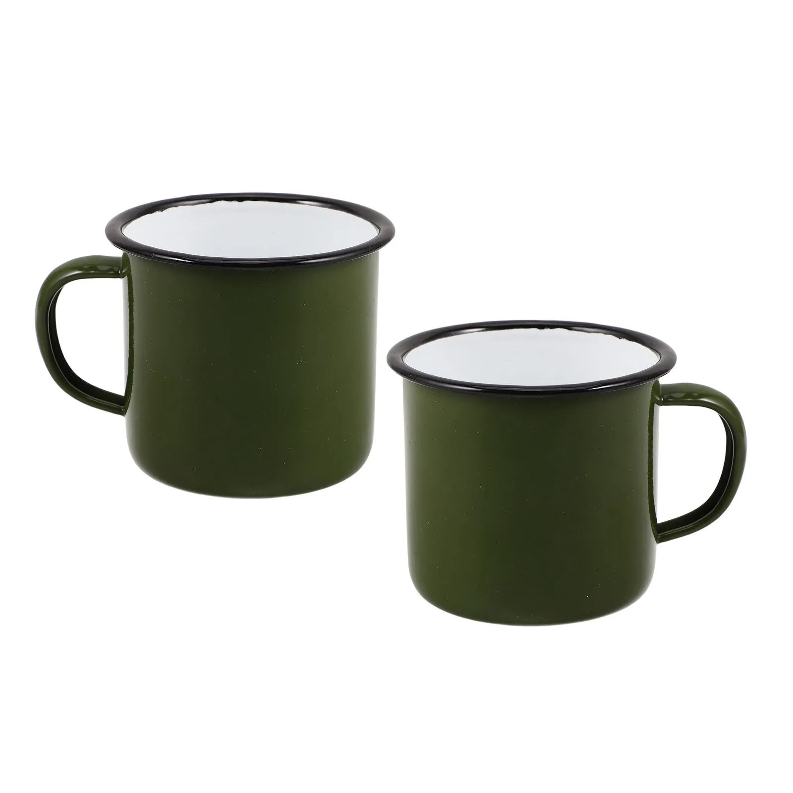 

2Pcs Vintage Enamel Coffee Camping Mugs 8Cm Heavy Duty Metal Cups Outdoor Hiking Picnic Travel Stain Resistant