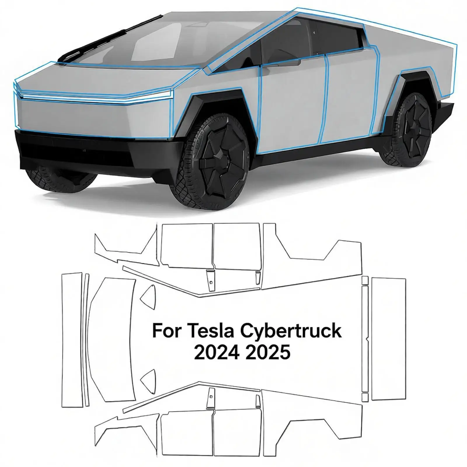 

8.5Mil Pre-cut PPF For Tesla Cybertruck 2024 2025 TPU Bumper Clear Paint Protection Film Scratch-Resistant Exterior Accessories