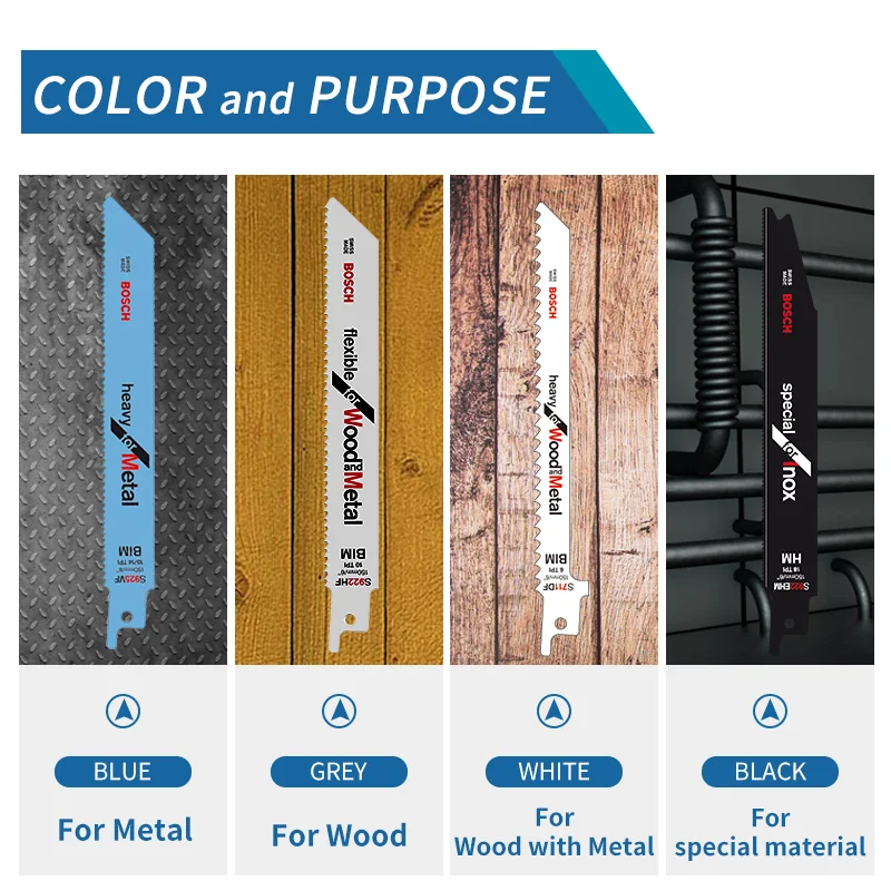1Pcsย Bosch Reciprocating Saw Blade Metal Cutting Saber Saw Blade Electric Saw Blade Bimetal Woodworking Concrete Sabre Saw Blade