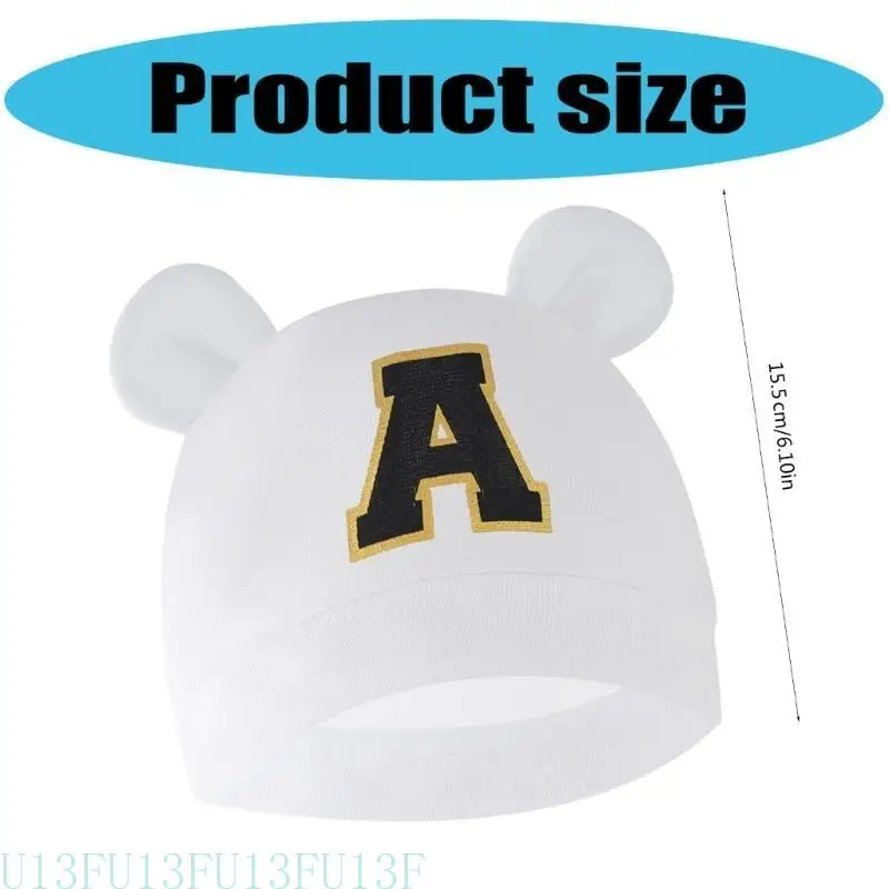 

U13F Letter Printed Soft Caps Nursery Hospital Hat for Boys Girls Toddler 6-24 Month