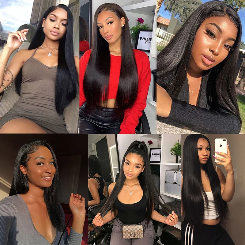 Straight Lace Front Wigs Human Hair Wig for Black Women 24inch Natural Color 13x4 Lace Front Human Hair Wig 150% density