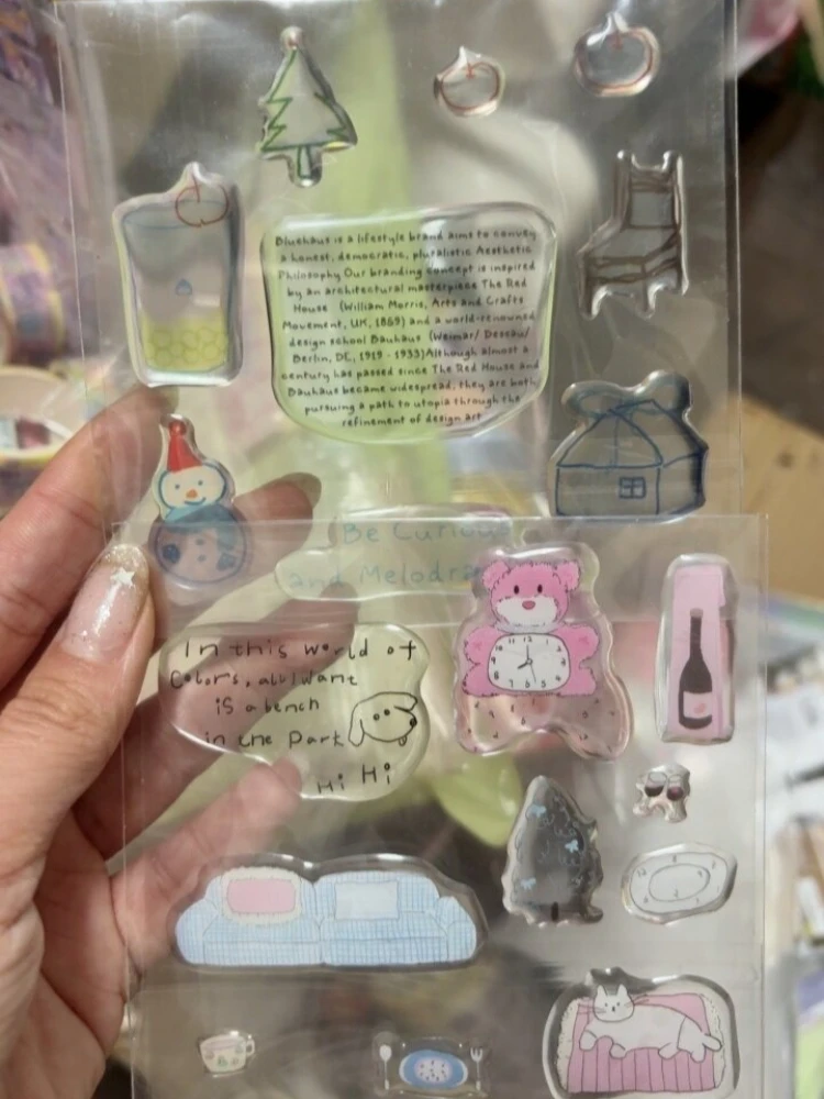 Cute Cartoon INS Style Jelly Stickers, 3D Relief Dog Cat Decals for CCD Camera, Phone,