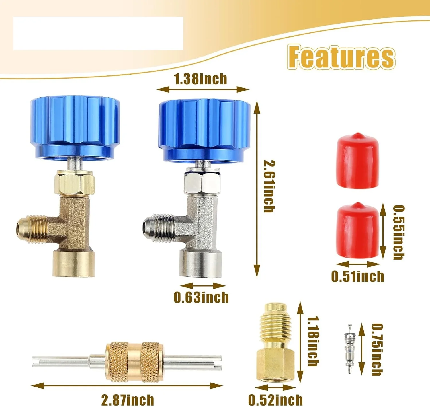 R134A Can Tap Blue R134A Self-Sealing and Puncture Style Refrigerant Can Tap Valves with Refrigerant Tank Adapters