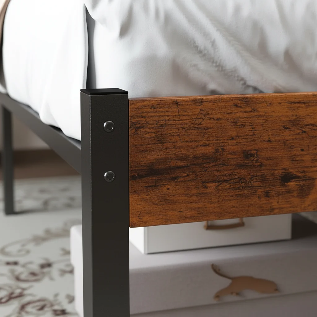 إطار سرير معدني مزدوج الحجم مع جزء علوي من إسفنج الذاكرة Gel مقاس 2 بوصة مقاس XL، منصة قوية لاستخدام مسكن الكلية أو غرفة الضيوف #3