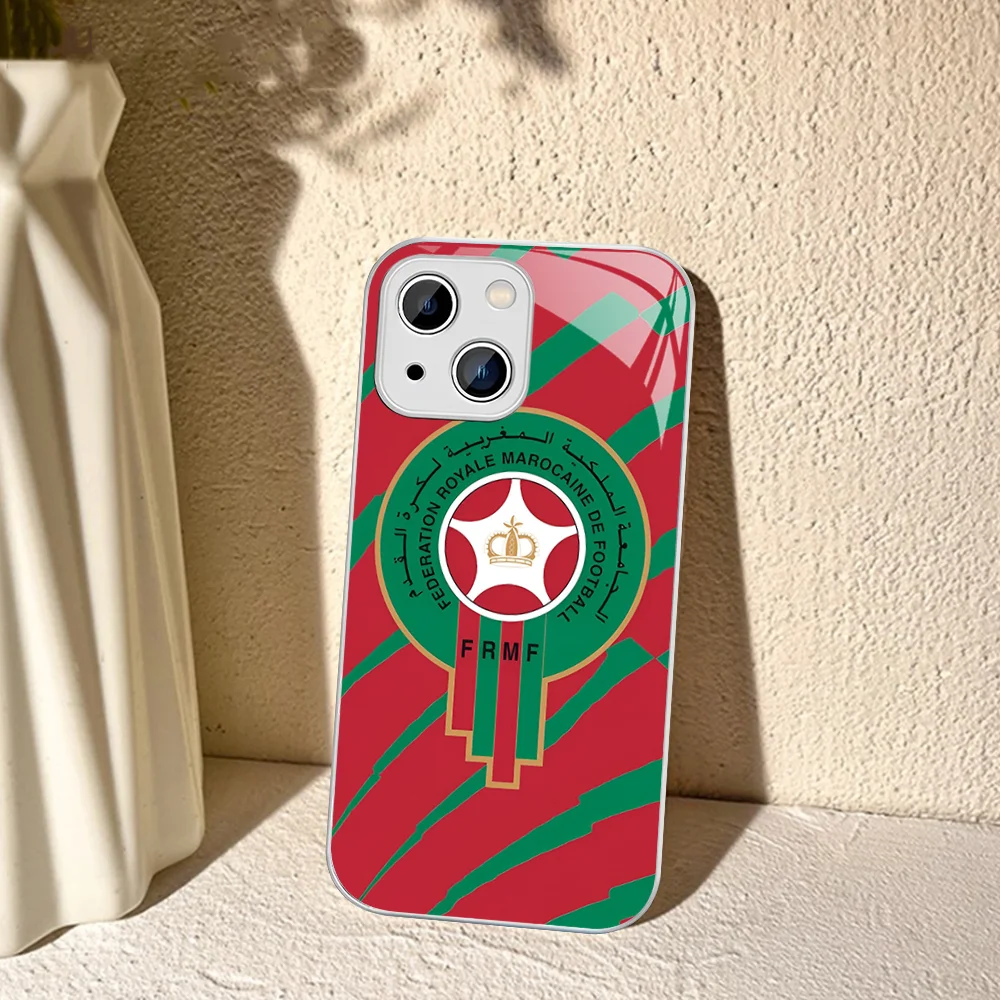 M-Morocco Flag Phone Case For iPhone 15 13 12 Mini 11 Pro XS Max X XR 14 Plus Tempered Glass Cover