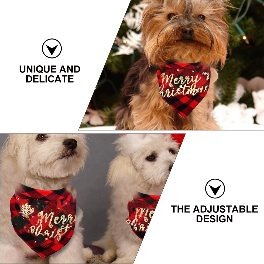 

2Pcs Festive Christmas Pet Bib Dog Saliva Towels Adjustable Cotton Polyester Xmas Pet Collar Triangle Scarves Dog Bib