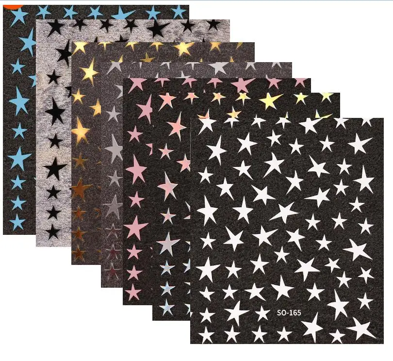 Mix 7 Colourful Stars Nails Stickers Irregular Pentagram Decals Laser Shiny Decor Self-adhesive Decals DIY Manicure Foils Wraps image 3