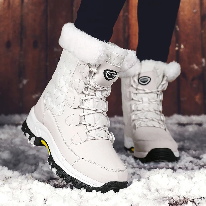 

CINESSD Women Classic Snow Boots Winter Warm Shoes Handmade Platform Shoes Womens Boots Ankle Botas De Mujer Size 42 Booties
