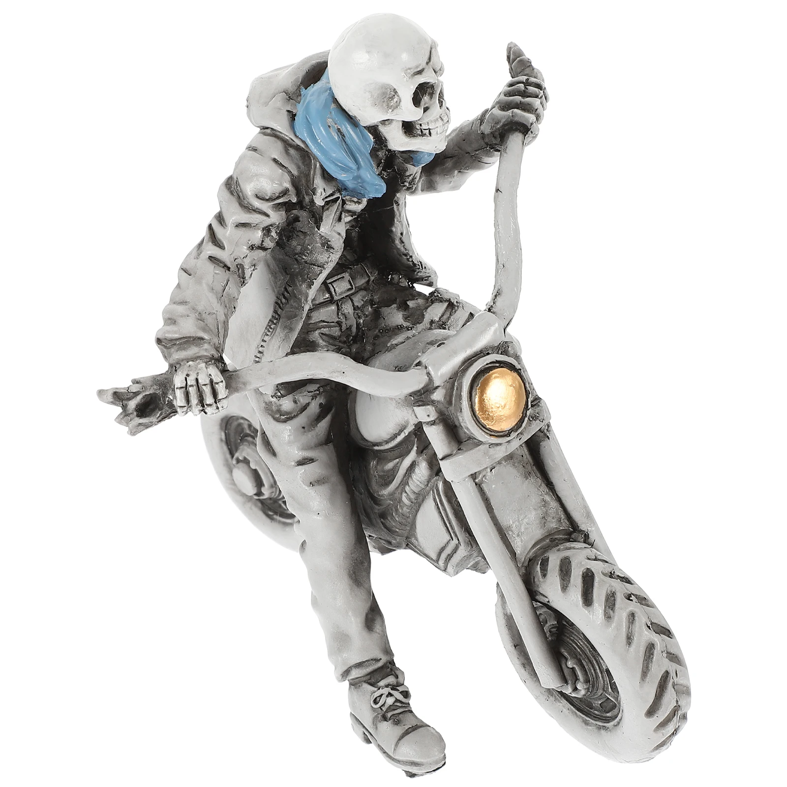 Estatua de calavera, decoración de resina, adorno de jardín de escritorio para Halloween, estatuilla fresca hecha en miniatura