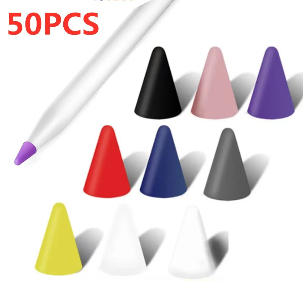 

10/50pcs Pencil Tip Cover For Apple Pencil 2nd 1st Generation Mute Silicone Nib Case For Touch screen Stylus Pen Case