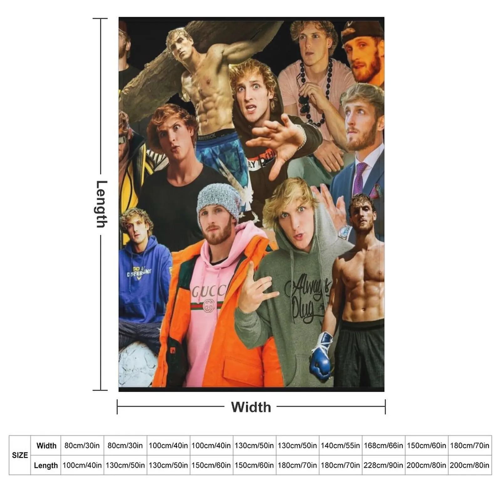 Logan paul collage tribute design 2022 Throw Blanket Plush Extra Large Throw Luxury St christmas gifts halloween Blankets