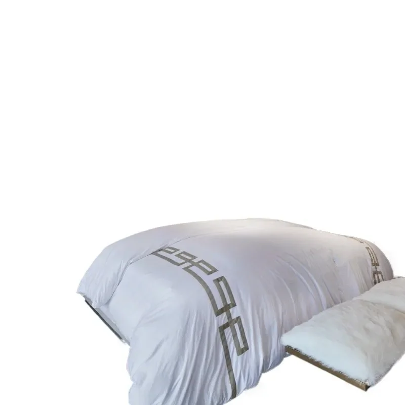 

American art architecture revival master bedroom, double bed retro gray, old solid wood wedding bed fabric solid wood bed