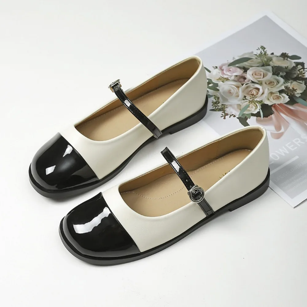 

Женская кожаная обувь, весна-осень 2023, новые туфли-лодочки Мэри Джейн в стиле ретро, женская обувь большого размера на плоской подошве с неглубоким носком, 41–42