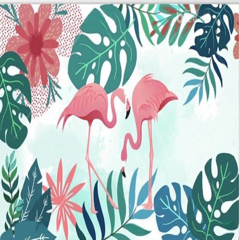 جديد الحديثة الشمال الأخضر الموز فلامنغو تلفزيون جميل ديكور المنزل الفاخر غرفة نوم حائط الخلفية #3