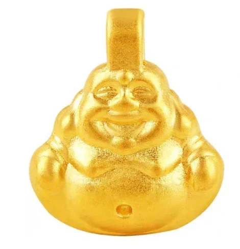 Colgante de Buda de oro puro de 24 quilates, dijes de oro duro 3d, accesorios de joyería