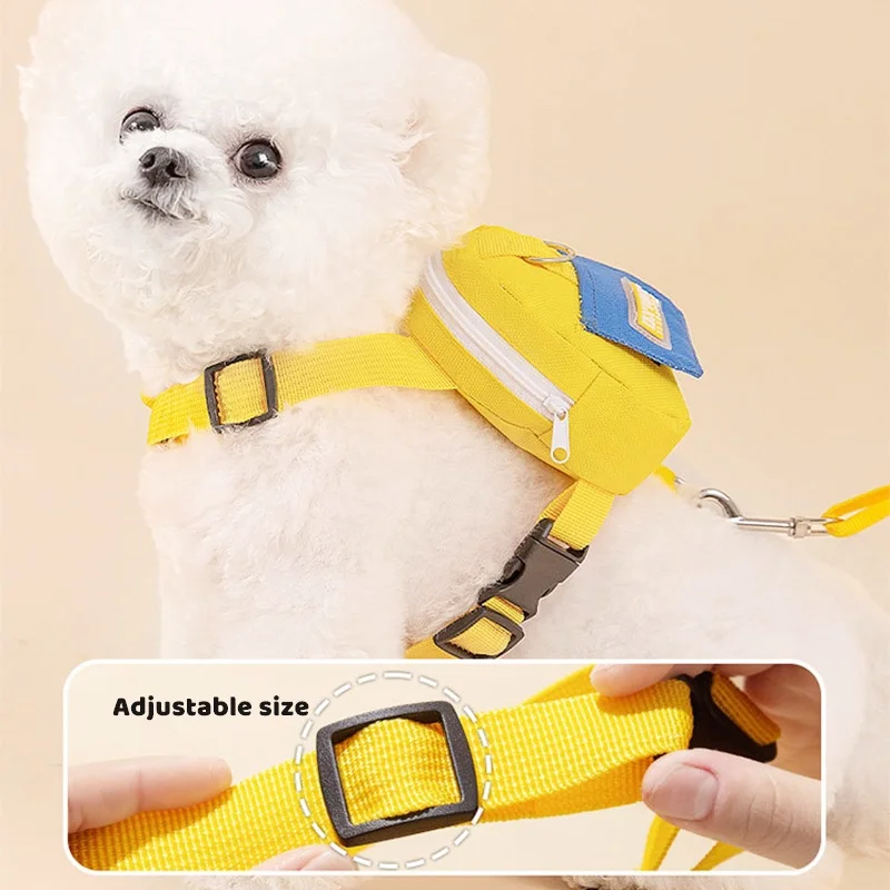 Dog Backpack Soft Puppy Snack Bag Pet Dog Backpack with Harness Collar Large Capacity Puppy School Bags Cat Bag Dog Accessories