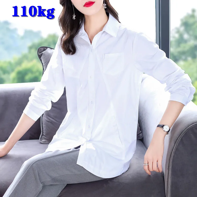 Women's Shirts Blouses Oversized Tops Blusas White Camisas Official Store Large Plus Size 5XL 6XL Clothes For Women Shirt Spring