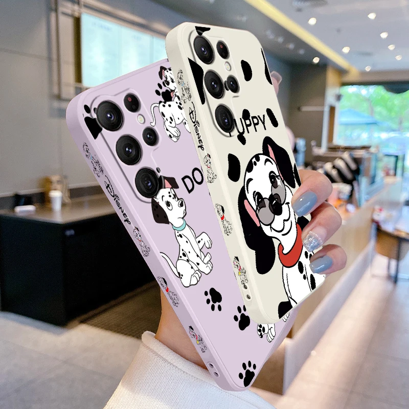 101 Spotted Dog Disney Cute Liquid Left Rope For Samsung Galaxy S24 S23 S22 S21 S20 FE S10 Ultra Plus Lite 5G Cover Soft