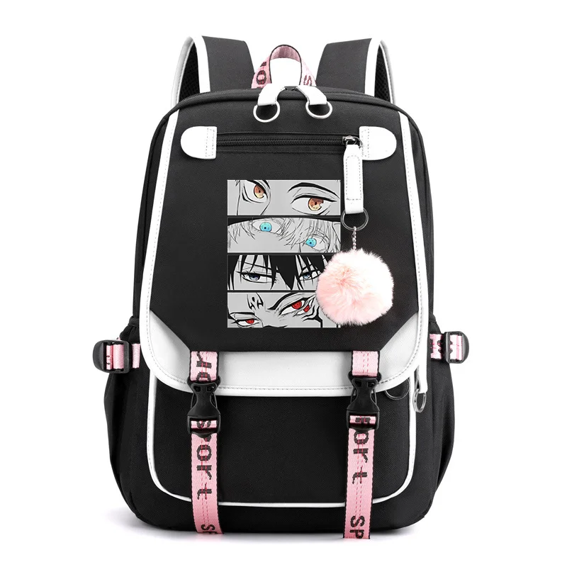 Nova moda popular anime padrão mochila adolescentes casual rua legal mochila grande capacidade usb anime mochilas