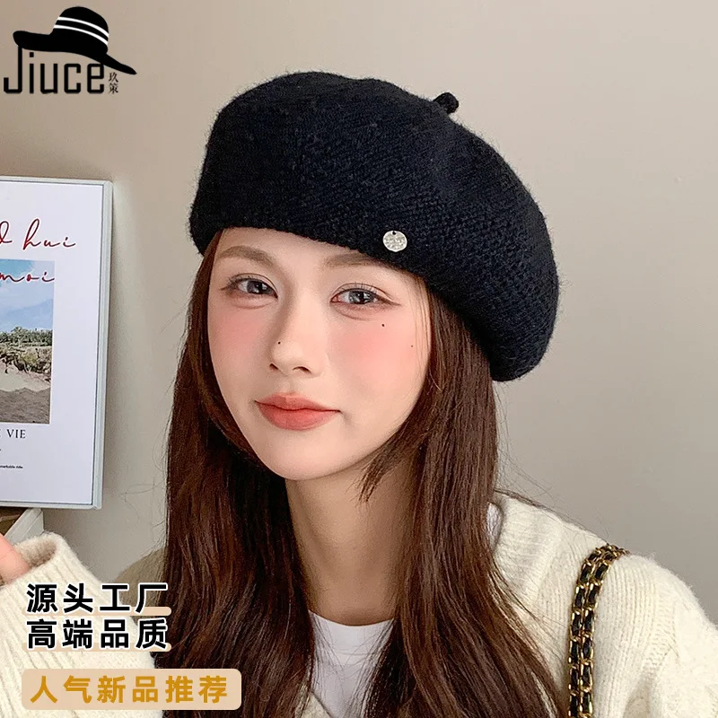 Autumn Winter Laziness Beret Women's Atmosphere Wearing Dome Brimless Knitted Casual Versatile Bud Hat Pumpkin Hat 4m890