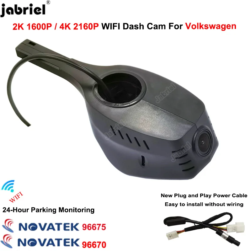 4K 2160P 2K Wifi Car DVR Camera For VW Taigo Jetta T Roc Atlas Tiguan golf polo Touareg Canddy Nivus Arteon Passat up Dash Cam