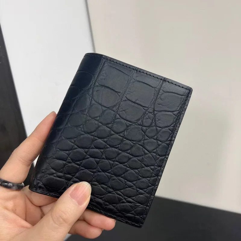 2025 New Matte Crocodile Leather Men's Short Wallet Fashion Genuine Leather Wallets For Man Large Capacity Leisure Money Bag 45