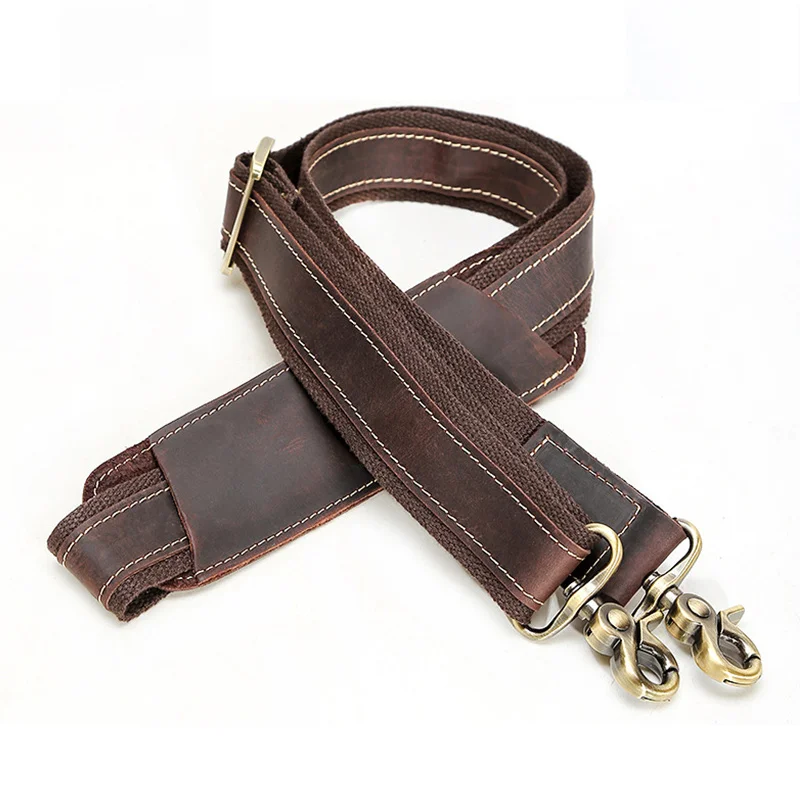 

High Quality Crazy Horse Leather Shoulder Strap Genuine Straps For Travel Bag Briefcase strap for Handbags