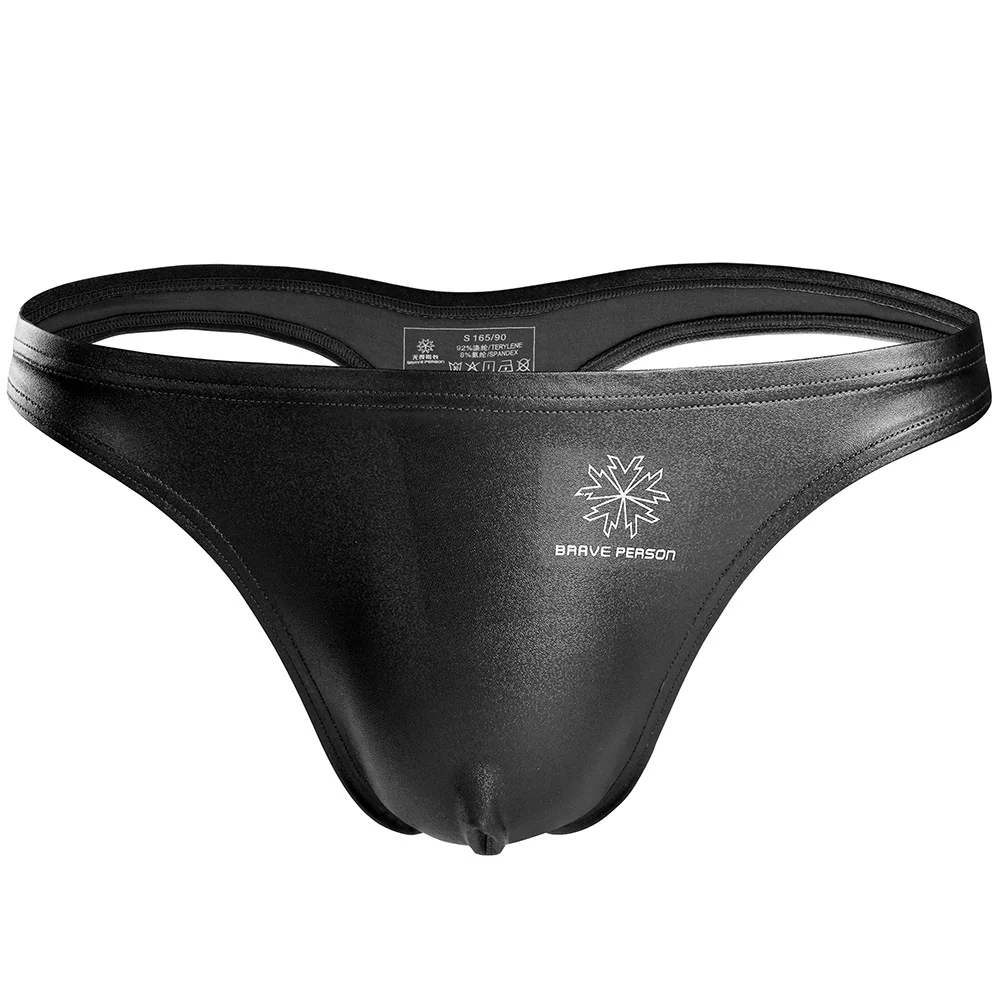 

Men Underwear Leather Cloak Mens Briefs Bikini G-string Thong Sexy Underwear Mens Thongs String Homme