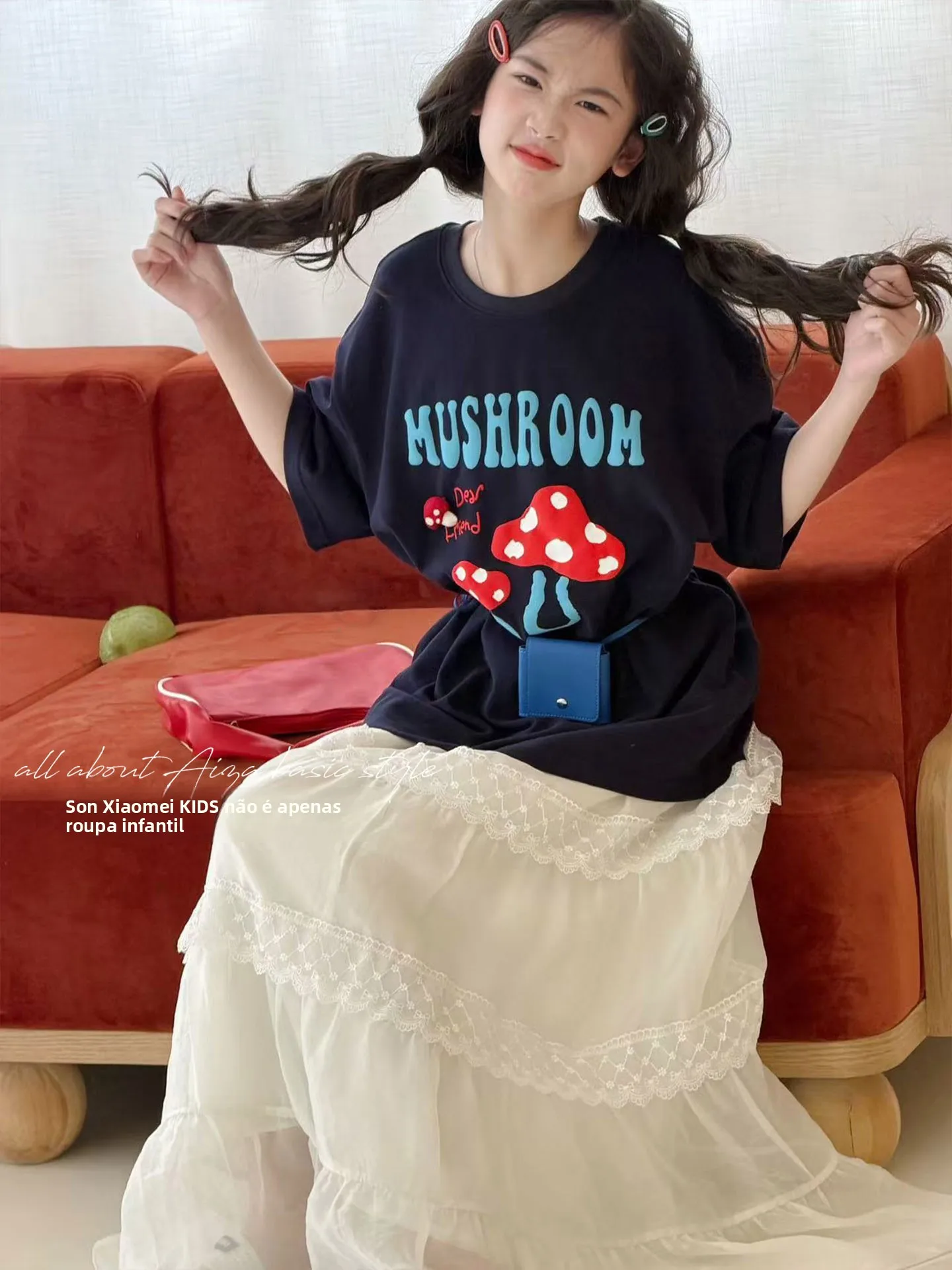 t-shirt-a-maniche-corte-con-stampa-funghi-stile-coreano-top-base-per-ragazze-abbigliamento-estivo-maglietta-versatile-per-bambini-aiza-basic