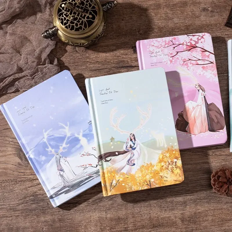 A5 Cute Deer Chinese Style Night Glow Notebook Diary Planner Color Page Illustration Note Book Stationery School Supplies New