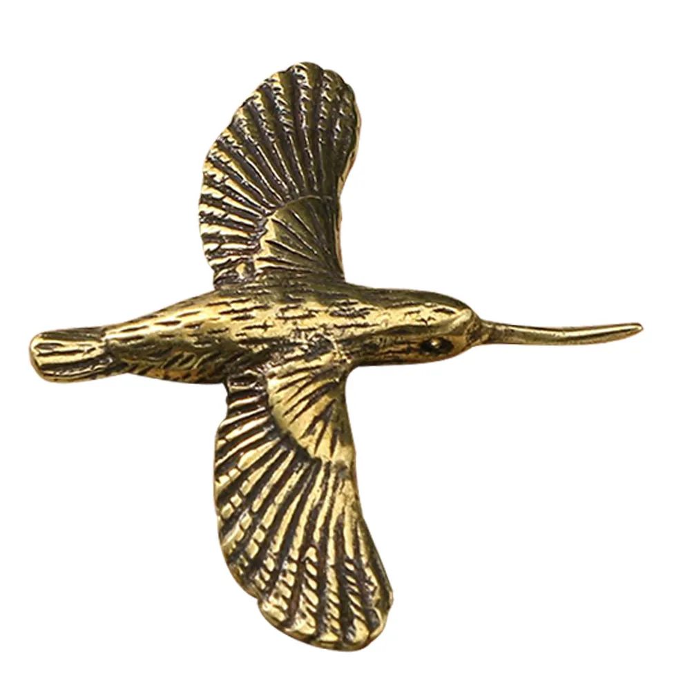 Copper Hummingbird Brass Bird Sculpture Vintage Feng Shui Decoration for Bedroom Office Living Room Garden Display Ornament