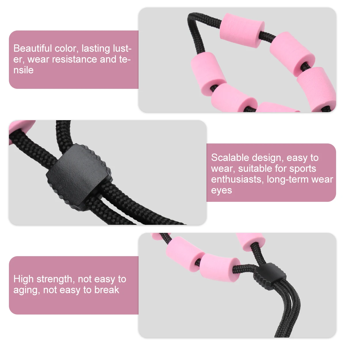 

Glasses Lanyard Pink Sports Floating Rope Accessory Durable Wear resistant Non pilling Scalable Design Outdoor Use