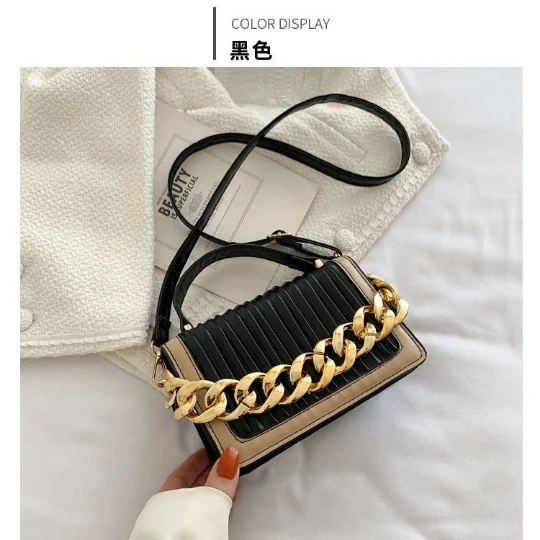 

Black Korean New Girl Woman Messenger Trend Chain Shoulder Bags PU PVC Leather Women Lady Shining Handbag Purses MINI Small Bag