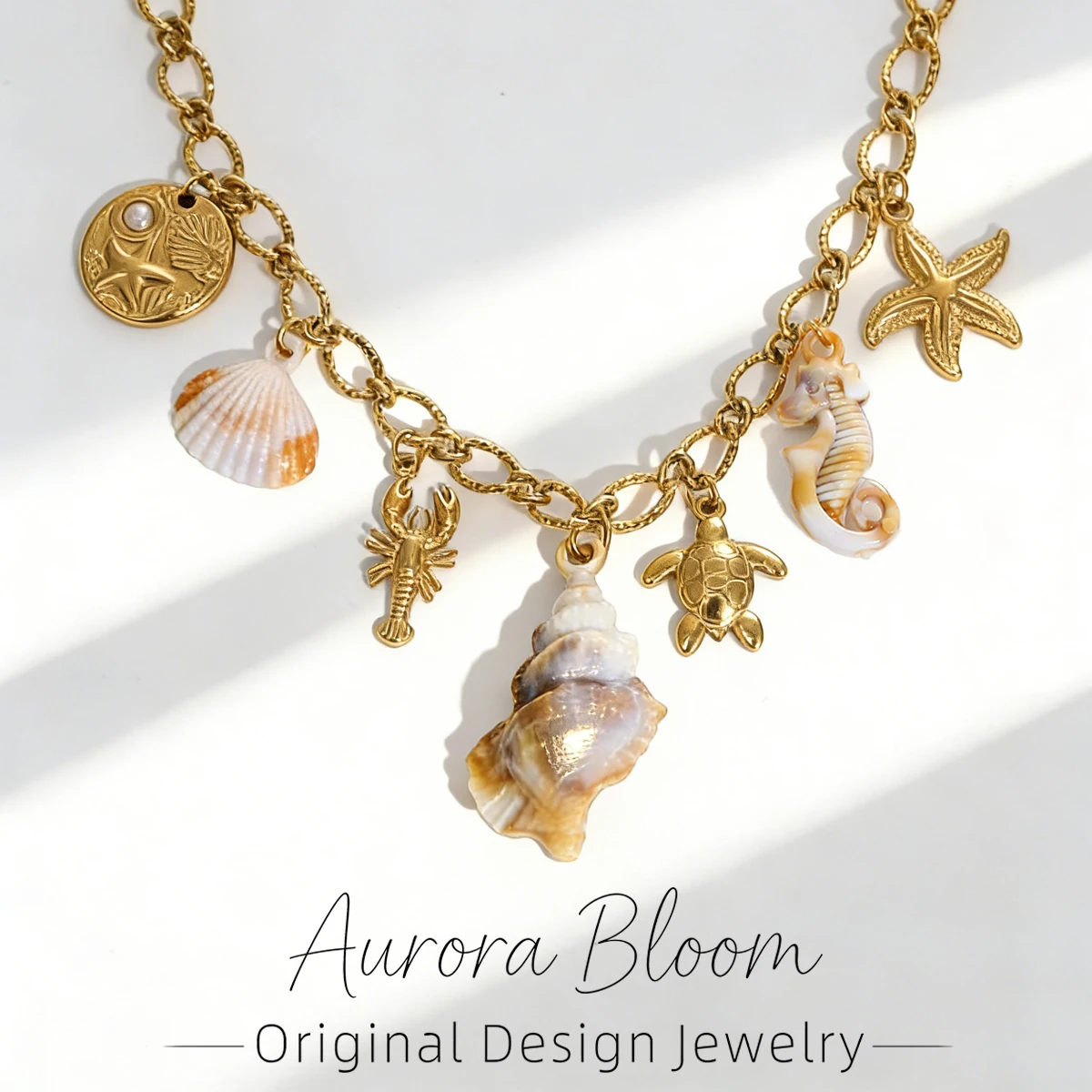 

AURORA Ocean Style Large Conch Pendant Necklaces For Women Beach Vacation First Choice Summer Aesthetics Stainless Steel Jewelry