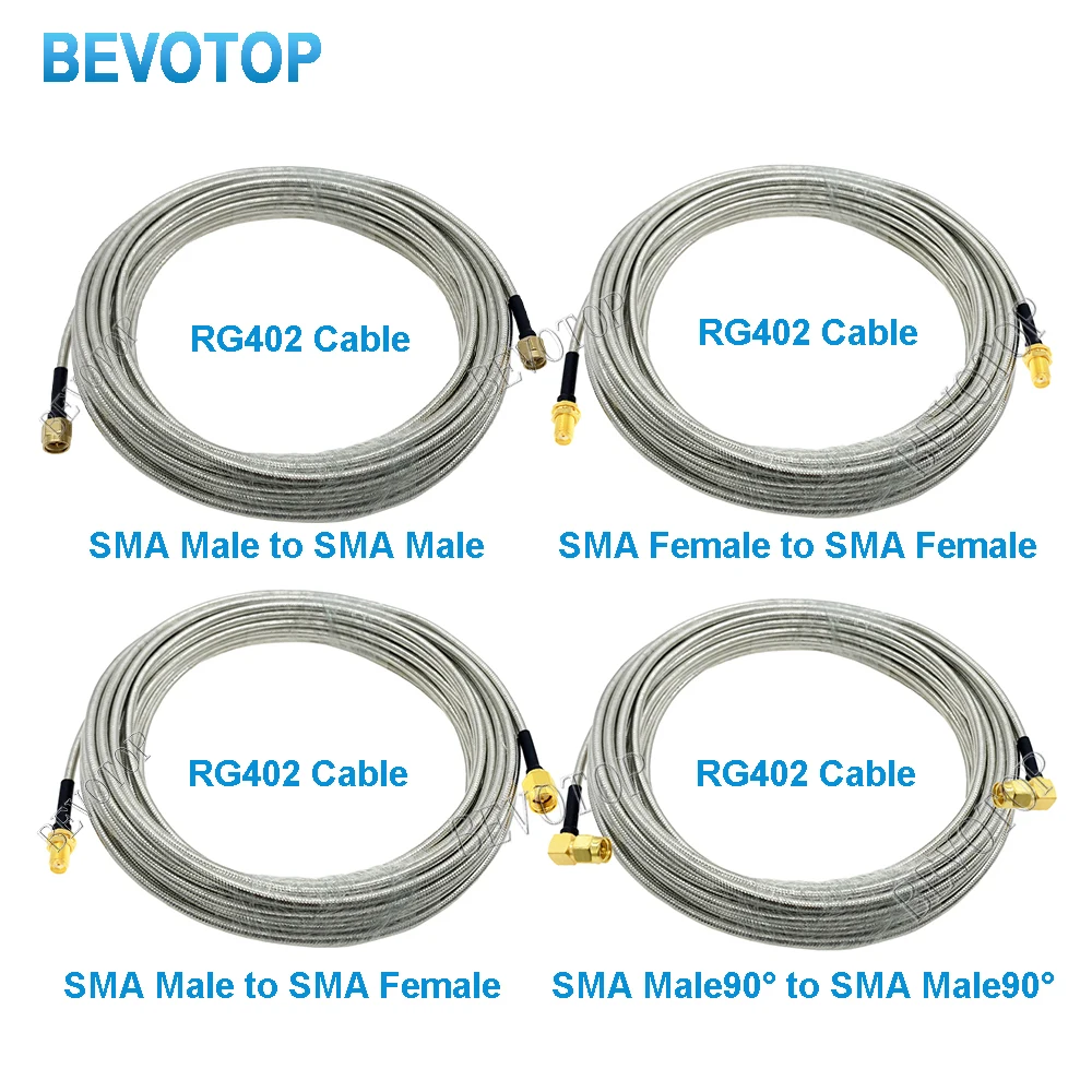 RG402 SMA Cable RP-SMA Male to SMA Male Plug Semi-Flexible Silver RG402 6GHz High Frequency Test Cable RF Coaxial Pigtail Jumper
