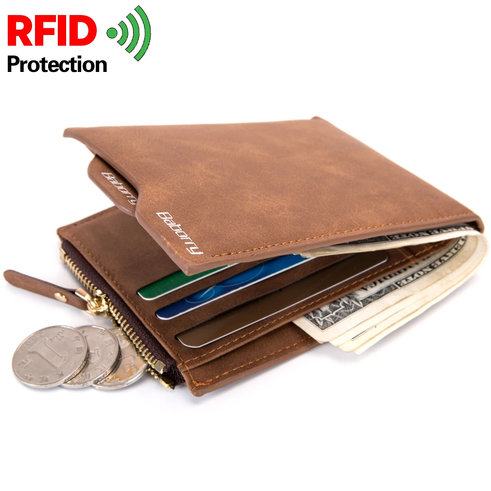 RFID-Portefeuille anti-magnétique et anti-radiofréquence pour homme, sac à cartes, style court, haute qualité, marque d'identification, nouveau