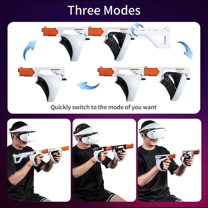 VR Gunstock for PlayStation VR2 Magnetic Suction Game Controller Gun Stock for PS VR2 Games with Shoulder Strap