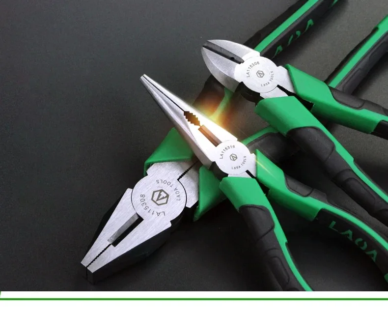 LAOA Drahtschneider-Zange, CR-V-Zangen-Sets, Spitzzange, Diagonalzange mit Feder, Kabel, Draht-Seitenschneider, Werkzeuge – Detail 4