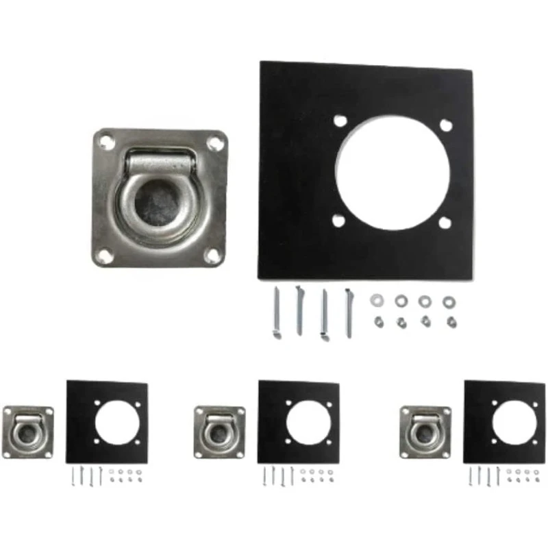 

Четыре встраиваемых фитинга для сковороды с D-образным кольцом | Маленькие квадратные крепежные анкеры с D-образным кольцом для прицепа + монтажные стопорные пластины + установка