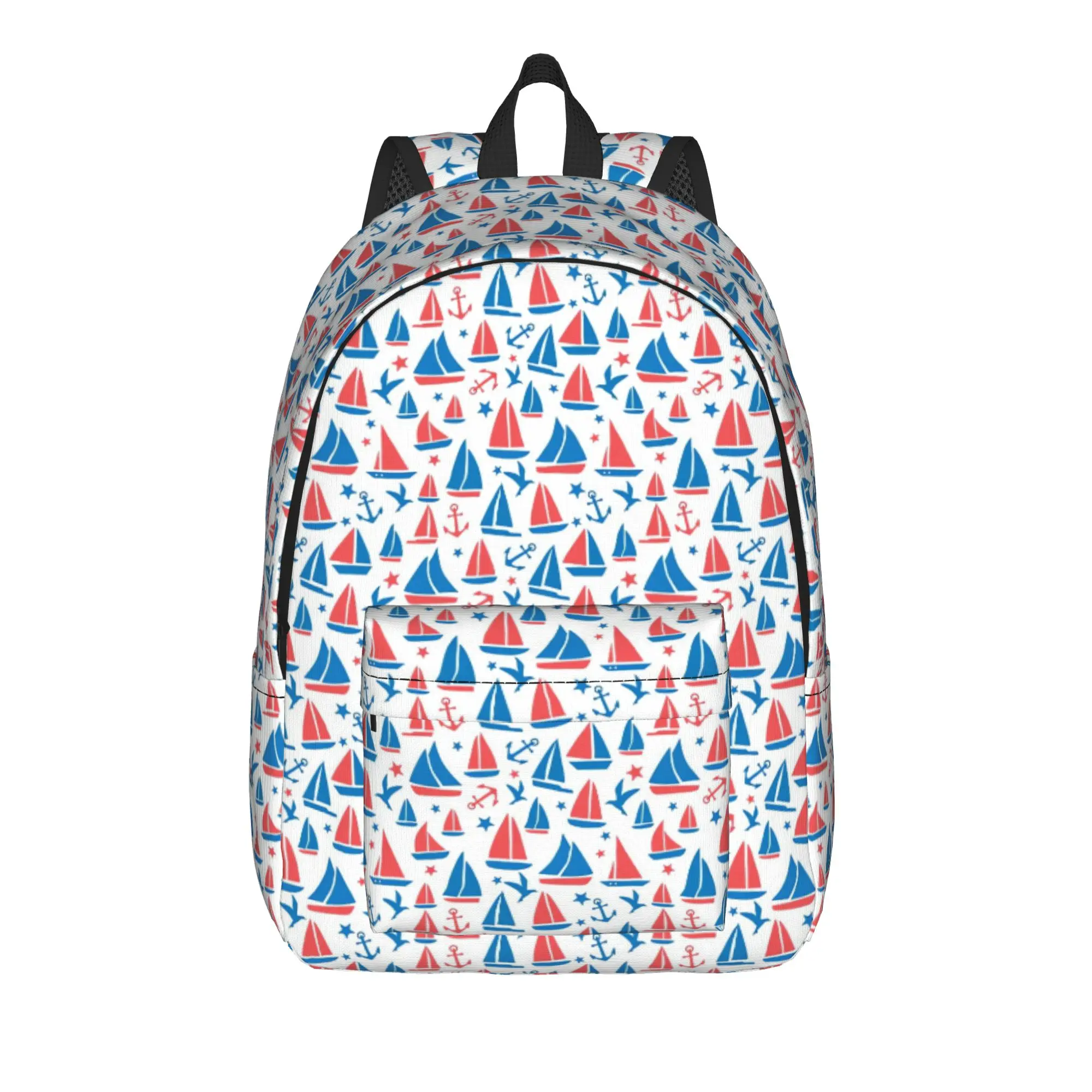 Abstract Sea Background Sailboats Backpack  Outdoor Style Backpacks Boy Girl High Quality Soft High School Bags Kawaii Rucksack