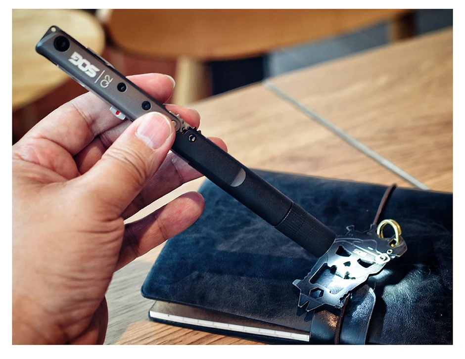 SOG BATON Q2 4 in 1 Multifunctional Tactical Pen Mini Pocket Tools EDC Compact Multi-Tool LED Flashlight Outdoor Survival Tools