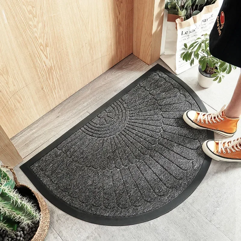 Rubber Scrape Door Mats Outdoor Indoor Semicircle Dirt Trapper Mat Non Slip Doormat for Entrance Home Carpet Floor Mat Entry Rug