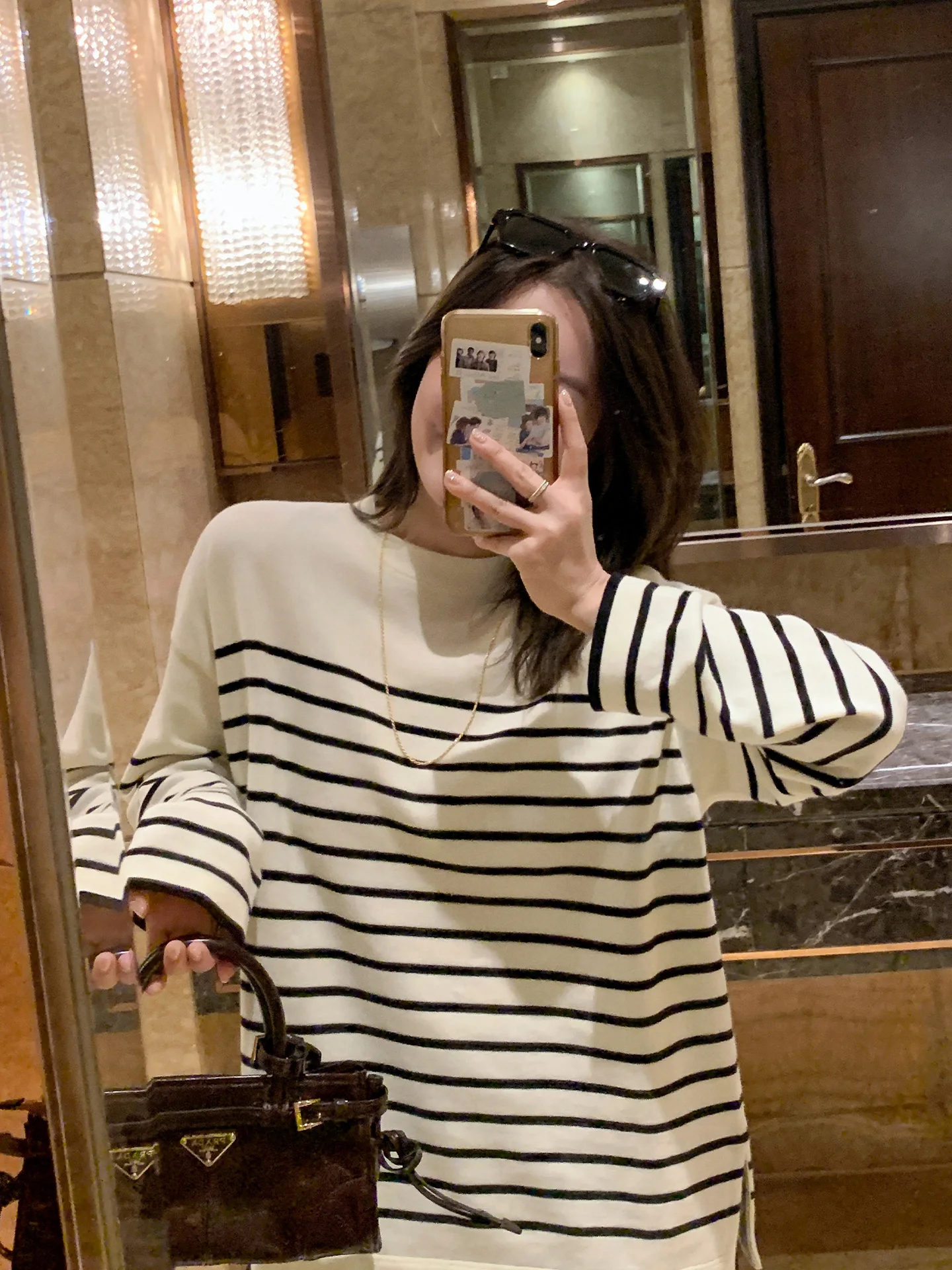 

Liberlin Sisy Women's Knitted Long Sve round Ne Split Stripe Casual Sle Loose Fit Comfortable Soft Wool Blend Top