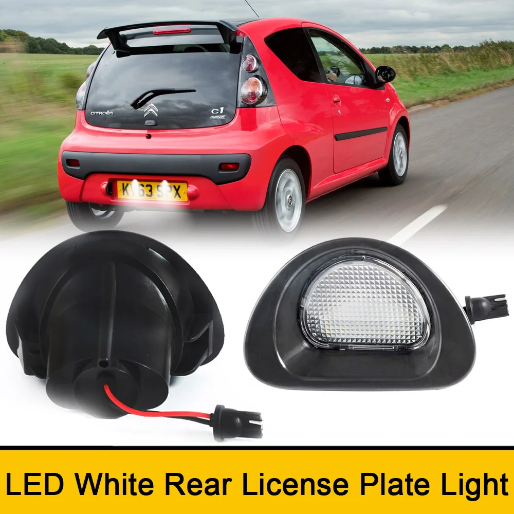 6000K LED Behind License Plate Lights No Error For Peugeot 107 2005-2014 Citroen C1 2005-2013 OEM#89034489