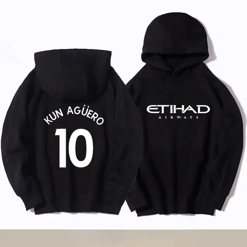 Football Sports Hoodie Manchester City Football Hoodie De Bruyne No.17/10 Printed Men's Sportswear Plus Fleece Sweatshirt