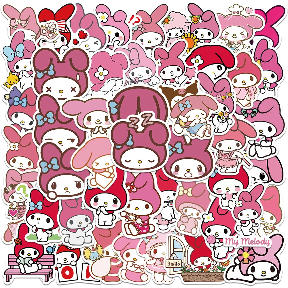 

50/100pcs Sanrio Kawaii My Melody Pink Anime Stickers Decal Laptop Guitar Motorcycle Phone Luggage Car DIY Cartoon Girls Sticker
